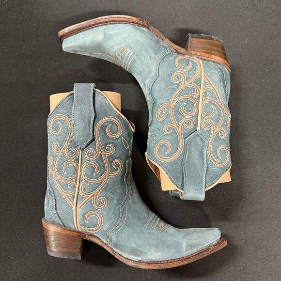 New Circle G Corral L6068 Light Blue Distressed Snip Toe Boots 5.5 - Picture 3 of 6